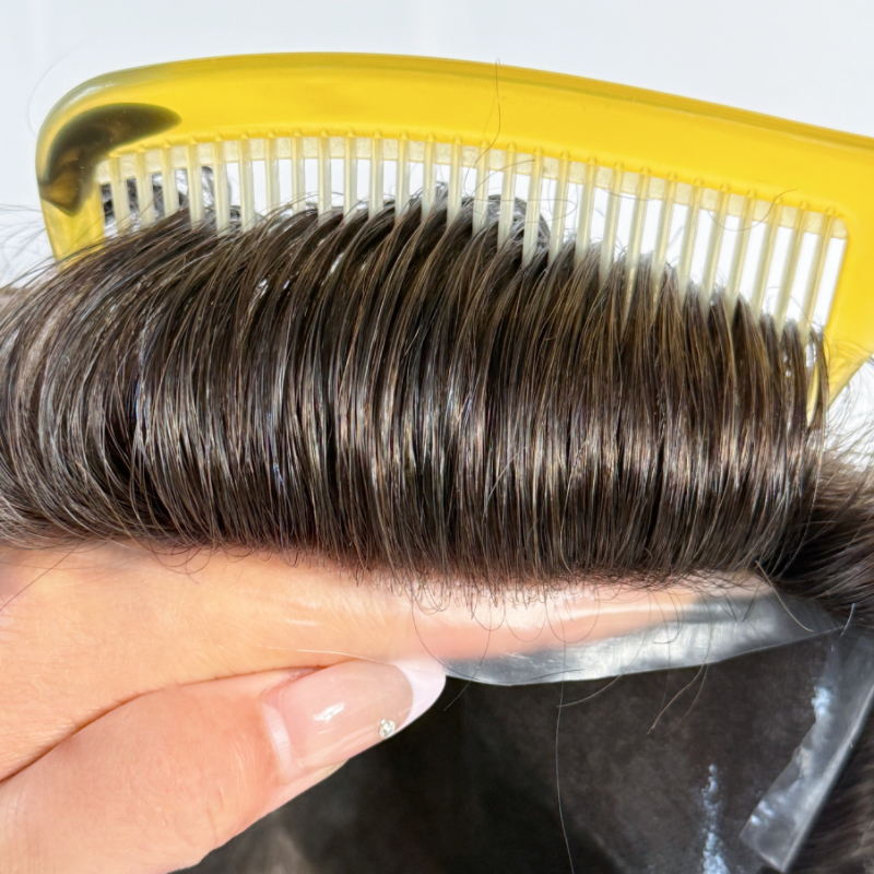 0.08MM Thin Skin Men's Toupee Hair Systems Hair Transparent Poly Skin - Image 4
